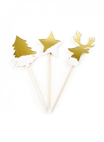Picks sagomati stella albero renna (8pz)
