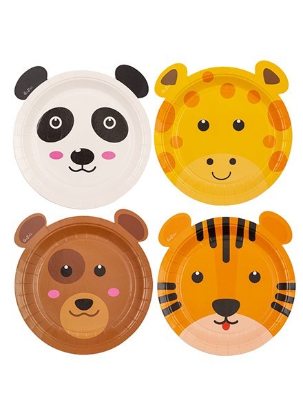 Piatti sagomati assortiti Zoo Party (8pz)