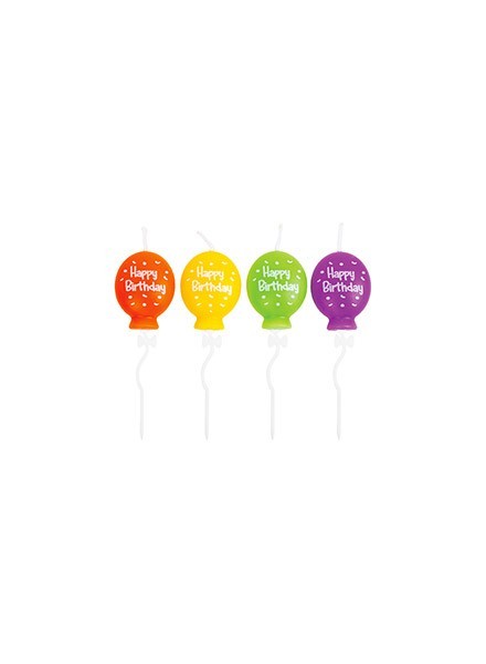 Candele Balloons multicolor Happy Birthday (4pz)
