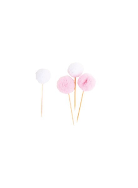 Picks tulle rosa/bianco (8pz)