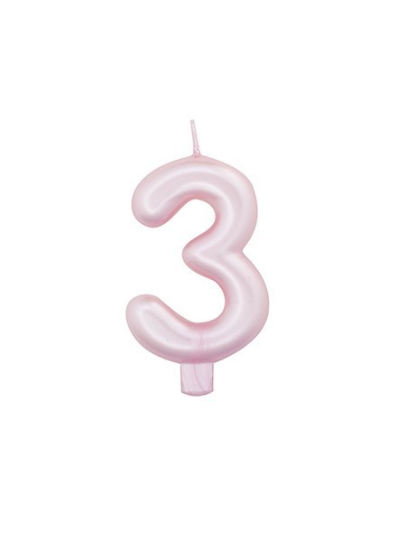 Candela tre rosa perlato (1pz)