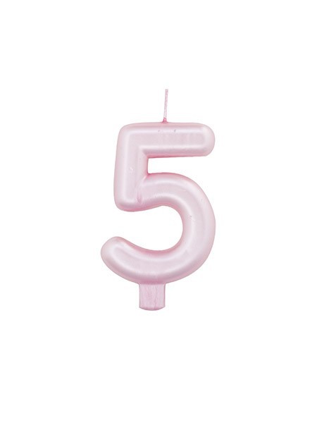 Candela cinque rosa perlato (1pz)