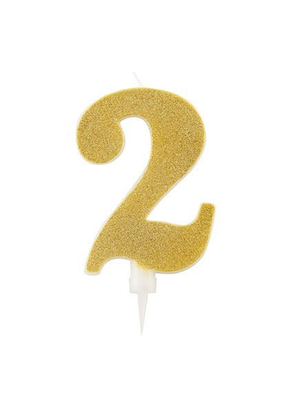 Candela due gigante glitter oro (1pz)