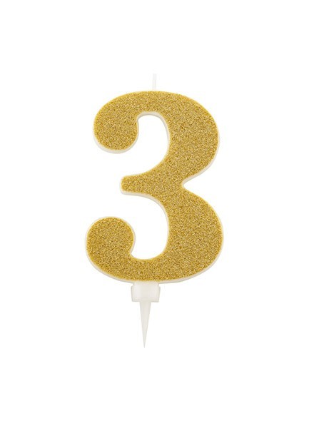 Candela tre gigante glitter oro (1pz)