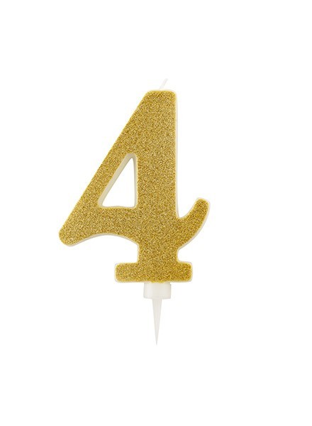 Candela quattro gigante glitter oro (1pz)