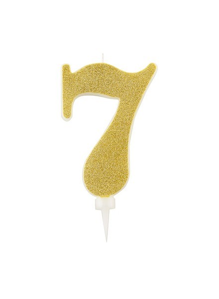 Candela sette gigante glitter oro (1pz)