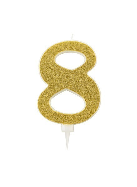 Candela otto gigante glitter oro (1pz)