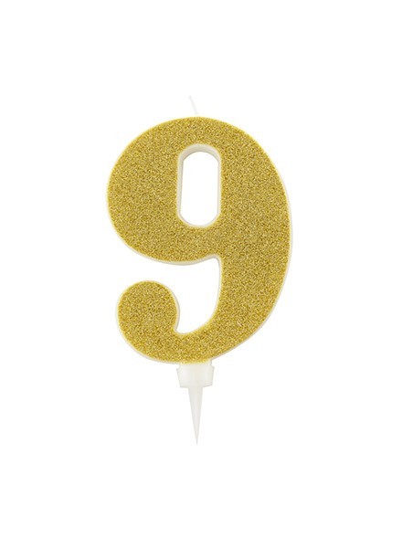 Candela nove gigante glitter oro (1pz)