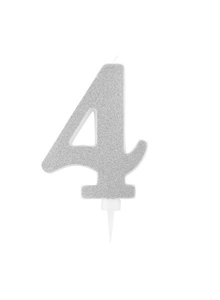 Candela quattro gigante glitter argento (1pz)