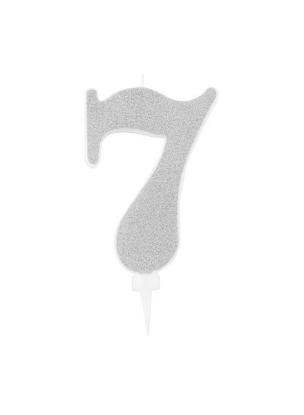 Candela sette gigante glitter argento (1pz)