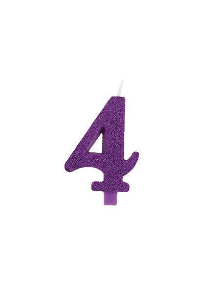 Candela quattro glitter viola (1pz)