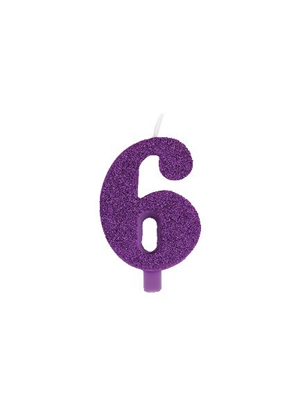 Candela sei glitter viola (1pz)