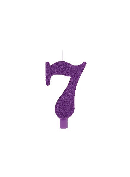 Candela sette glitter viola (1pz)