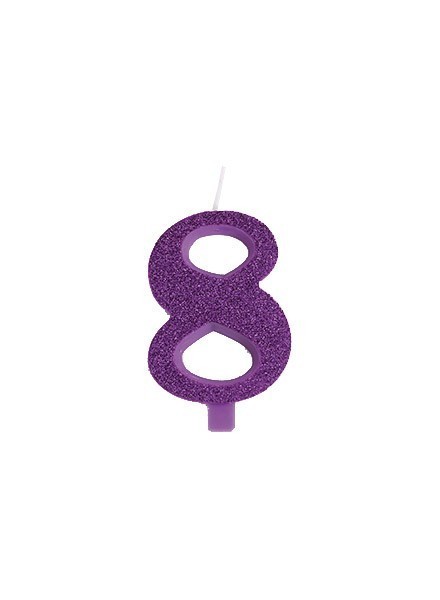 Candela otto glitter viola (1pz)
