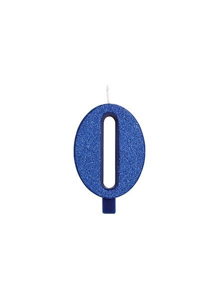 Candela zero glitter blu (1pz)