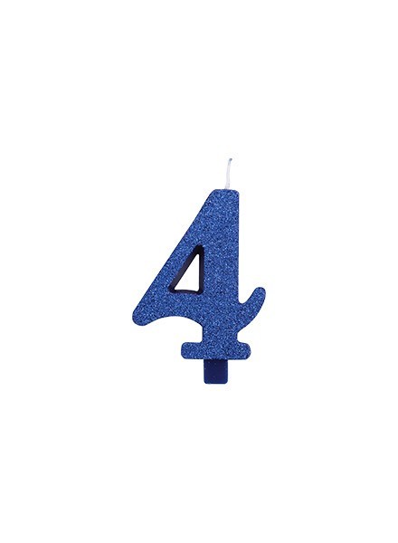 Candela quattro glitter blu (1pz)