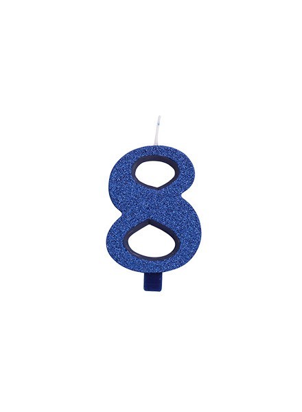 Candela otto glitter blu (1pz)