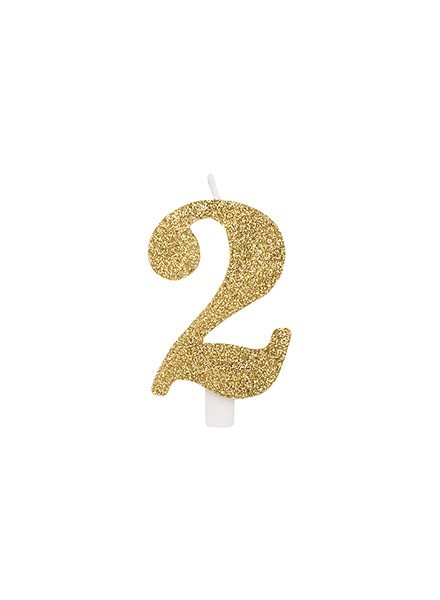 Candela due glitter oro (1pz)