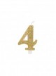 Candela quattro glitter oro (1pz)