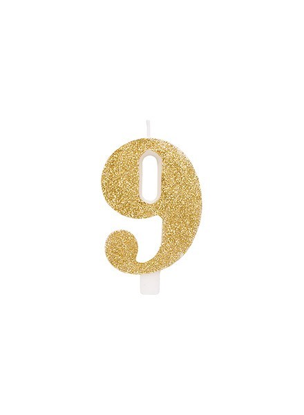 Candela nove glitter oro (1pz)