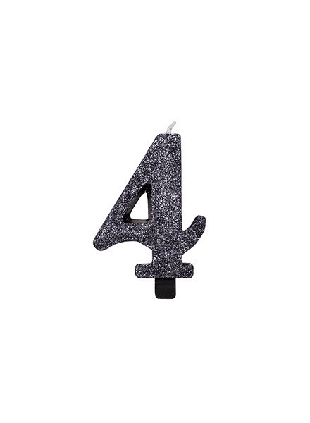 Candela quattro glitter nero (1pz)