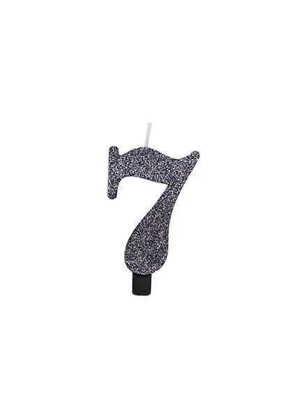 Candela sette glitter nero (1pz)