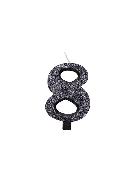 Candela otto glitter nero (1pz)