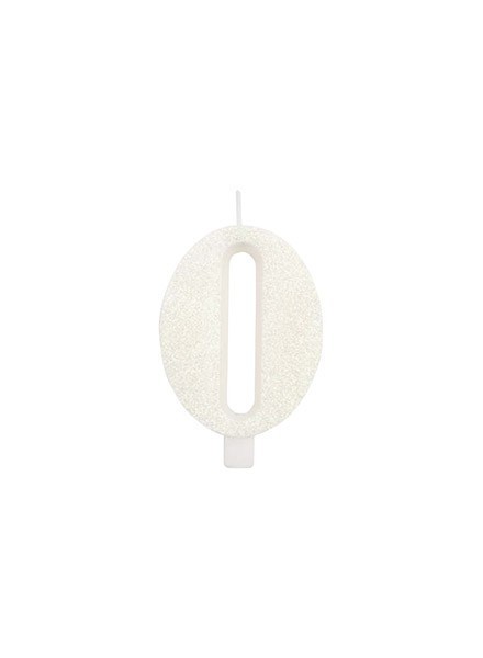Candela zero glitter bianco (1pz)