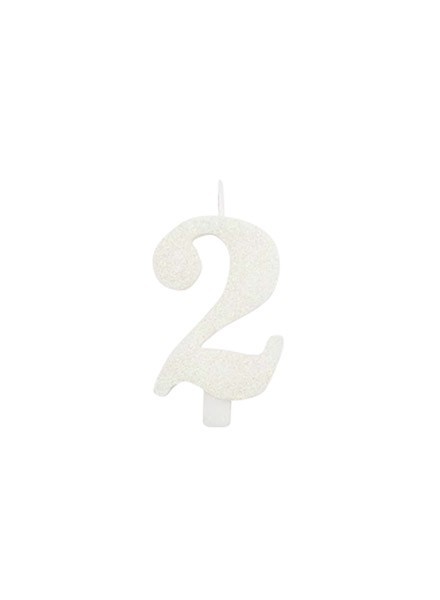 Candela due glitter bianco (1pz)