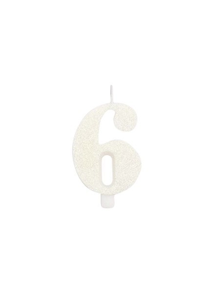 Candela sei glitter bianco (1pz)